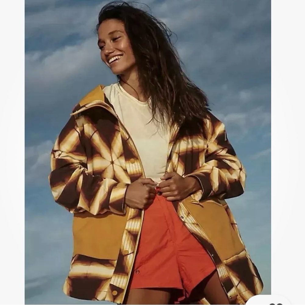 FP Movement by Free People Mustard Yellow & Brown Geometric Utility Jacket